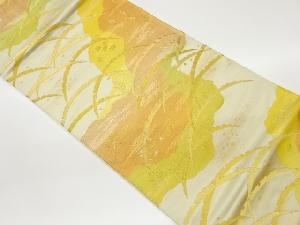 道長取りに雪芝・吹き寄せ模様織出し袋帯